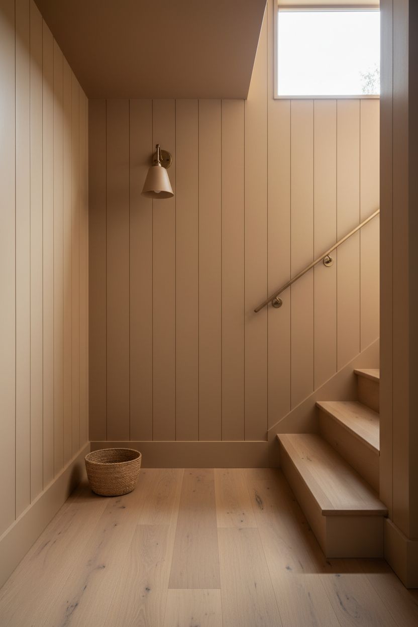 Tongue and Groove Wide-Plank Paneling in a Warm Neutral