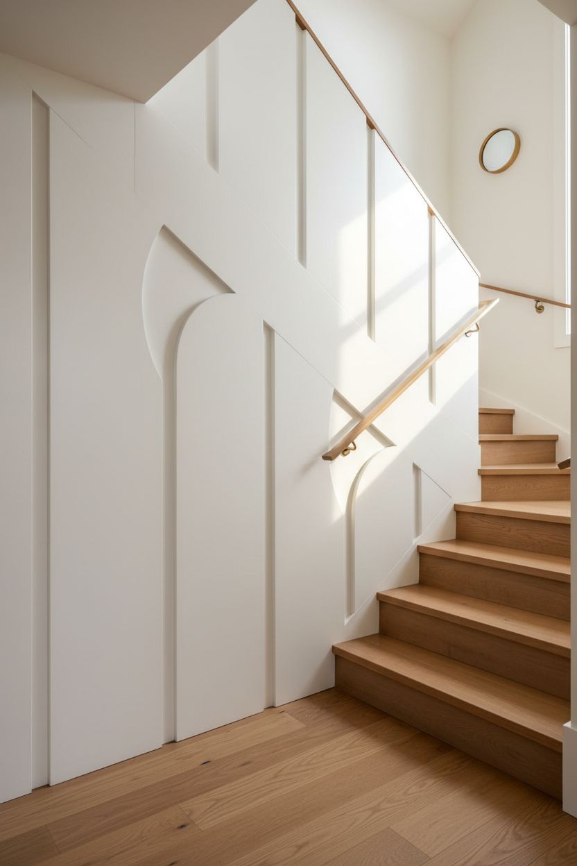 Curved Organic Panel Shapes Along the Stair Risers