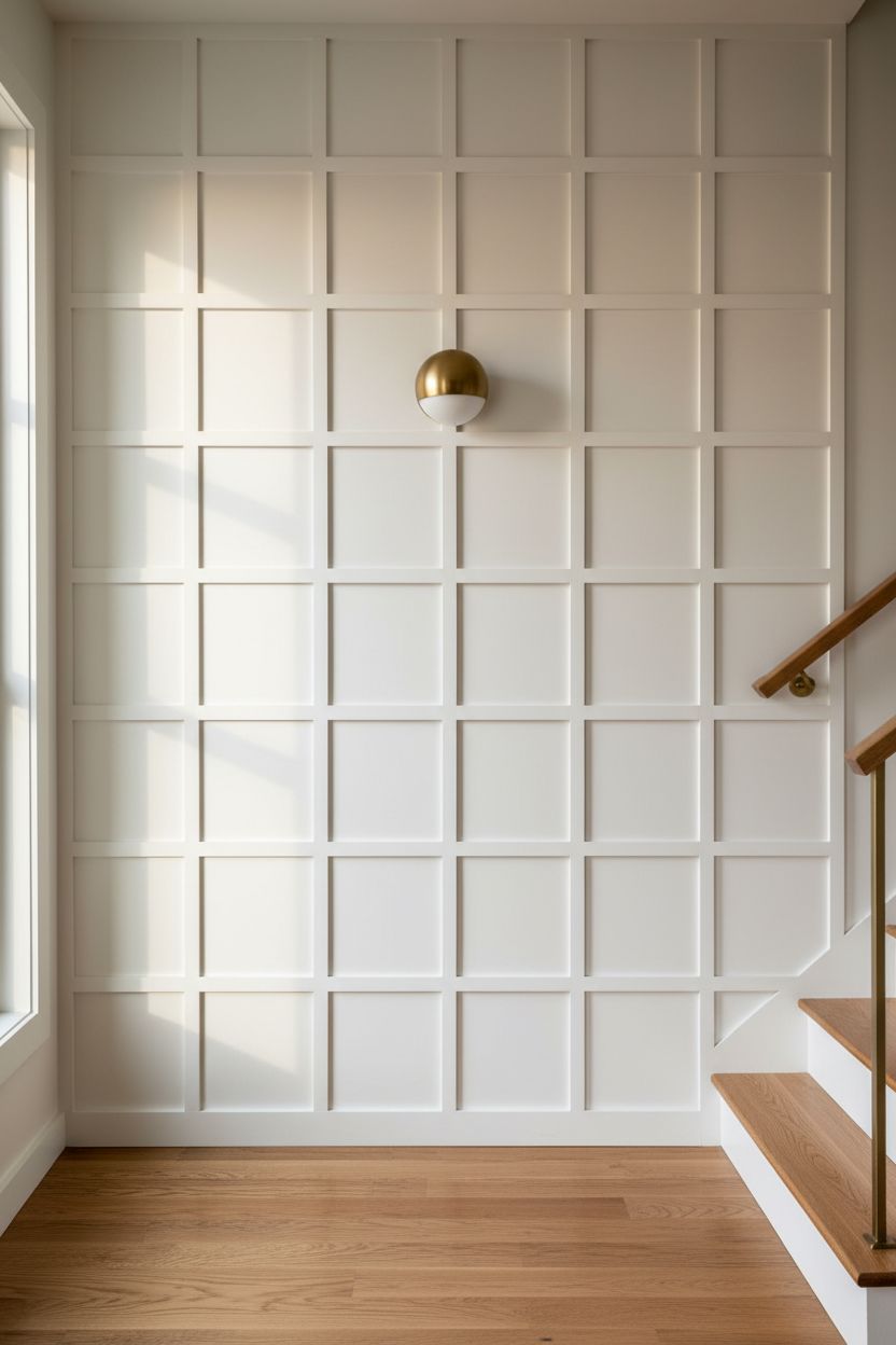 DIY MDF Batten Grid Staircase Accent Wall on a Budget