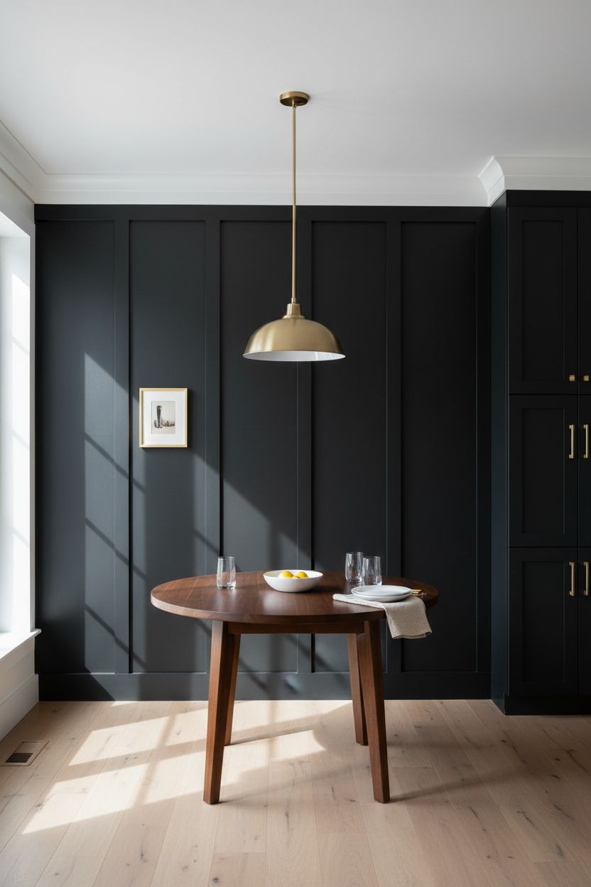 Black Board and Batten Floor-to-Ceiling with a White Ceiling Break