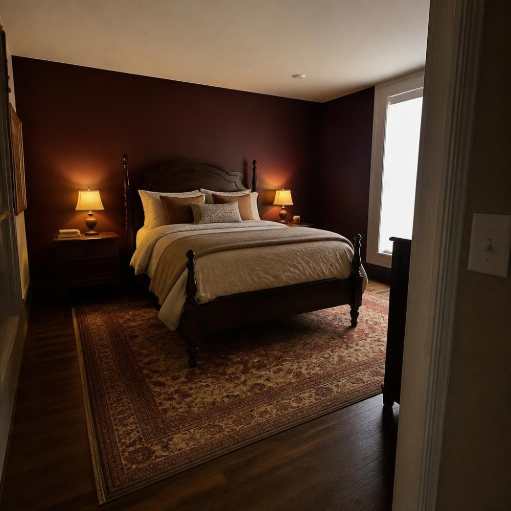 Oxblood Red Accent Wall for a Dramatic Bedroom Statement
