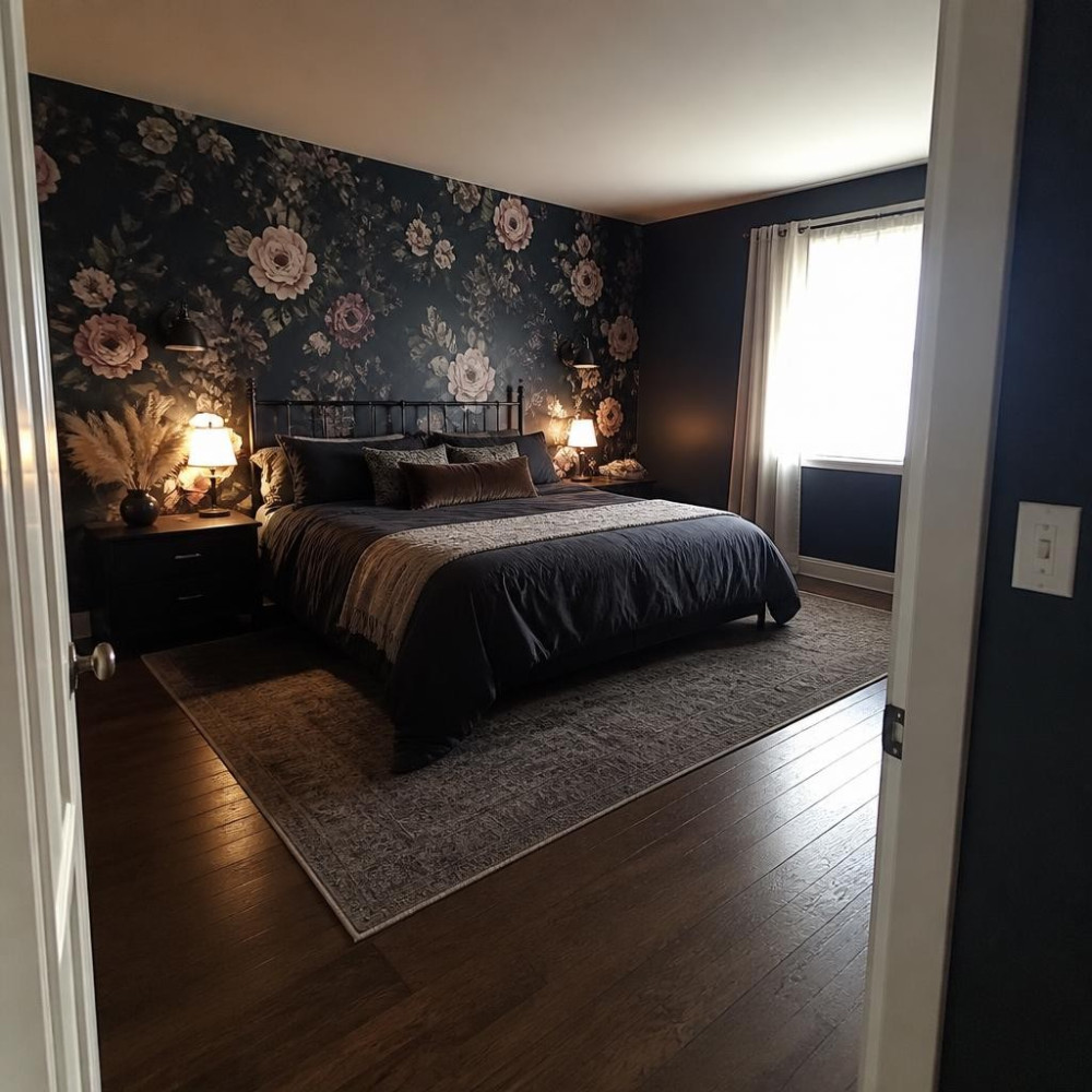 Moody Dark Floral Wallpaper That Makes the Bedroom Feel Like a Hideaway