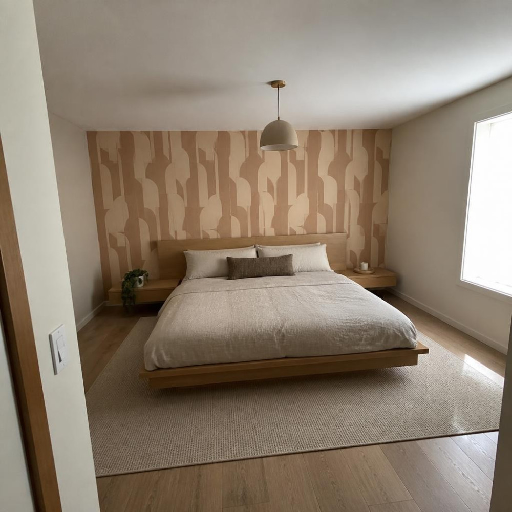 Geometric Wallpaper Pattern for a Minimalist Master Bedroom Look