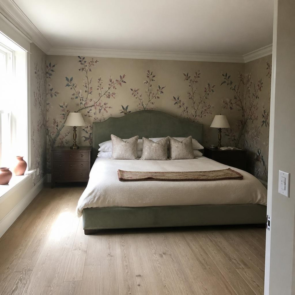 Chinoiserie Wallpaper for a Timeless, High-Style Bedroom Accent Wall