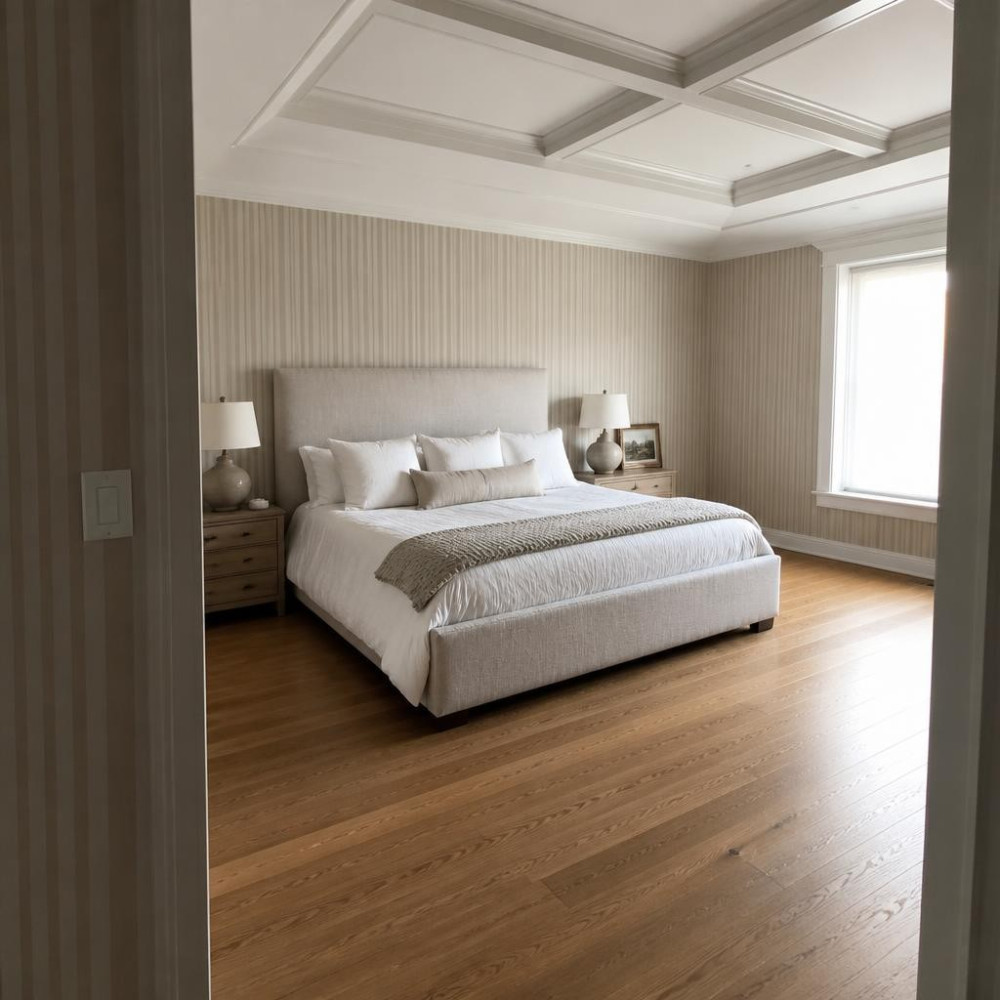 Vertical Stripe Wallpaper to Make Low Ceilings Feel Taller