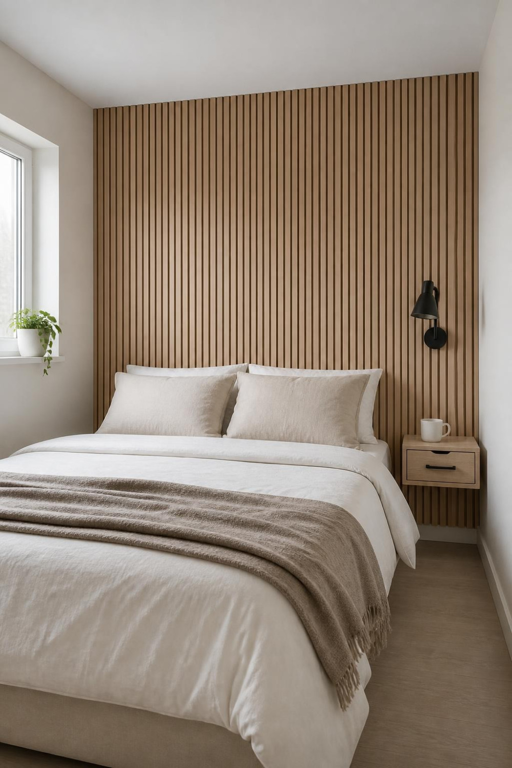 DIY Peel-and-Stick Wood Slat Panel for Renters
