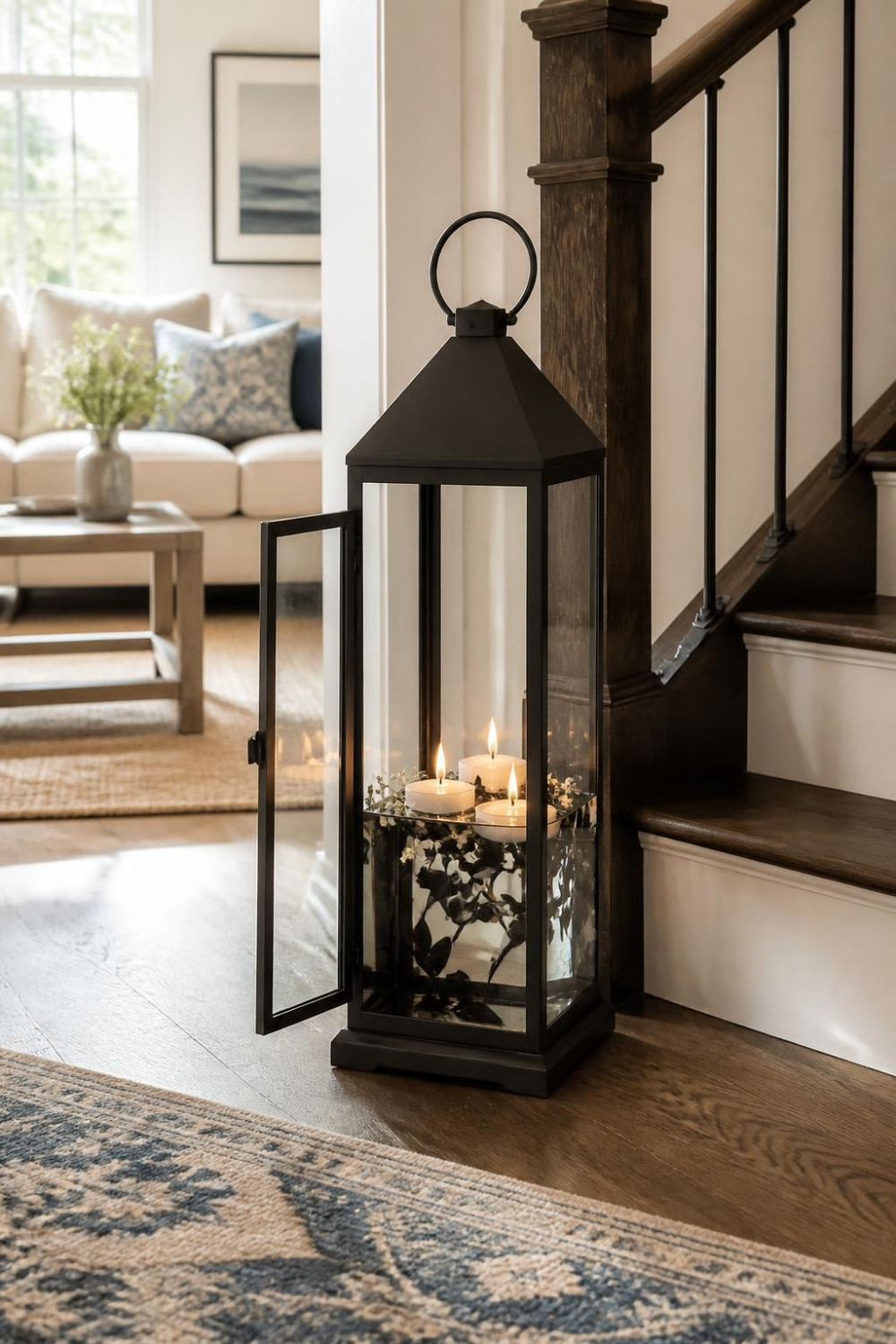 Oversized Lantern with Floating Candles