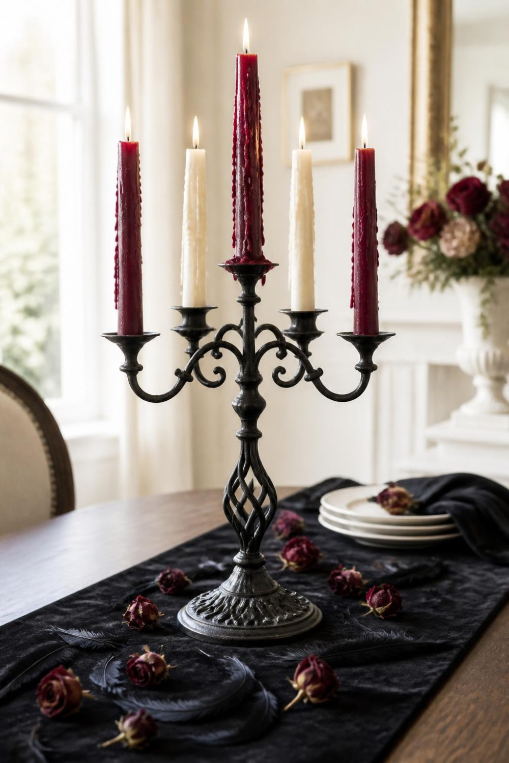 Gothic Candelabra with Dripping Wax