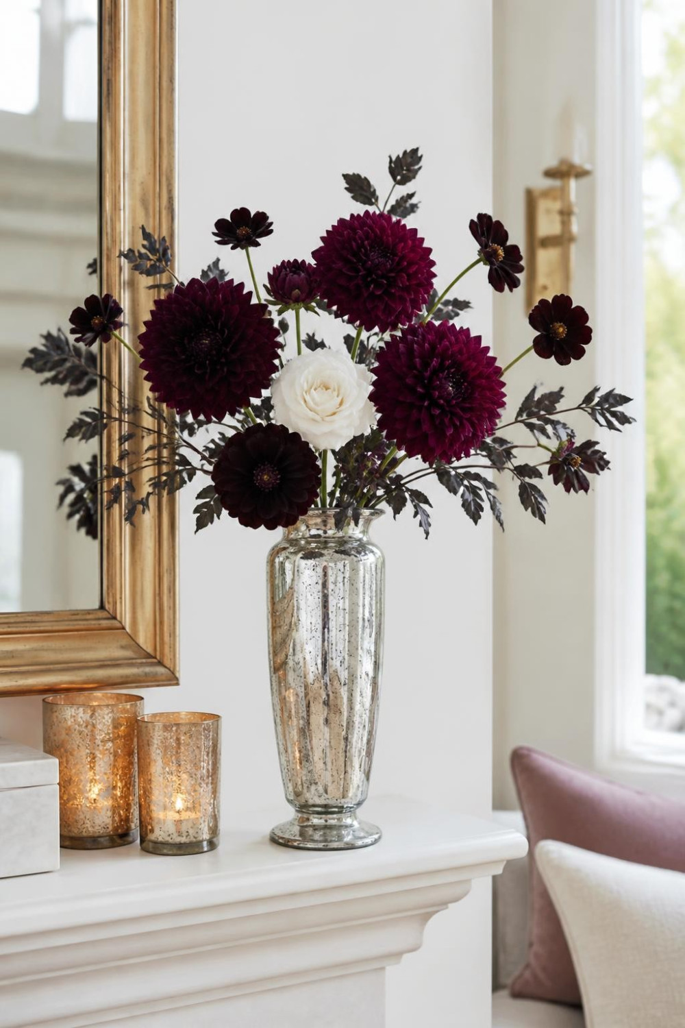 Mercury Glass and Midnight Florals